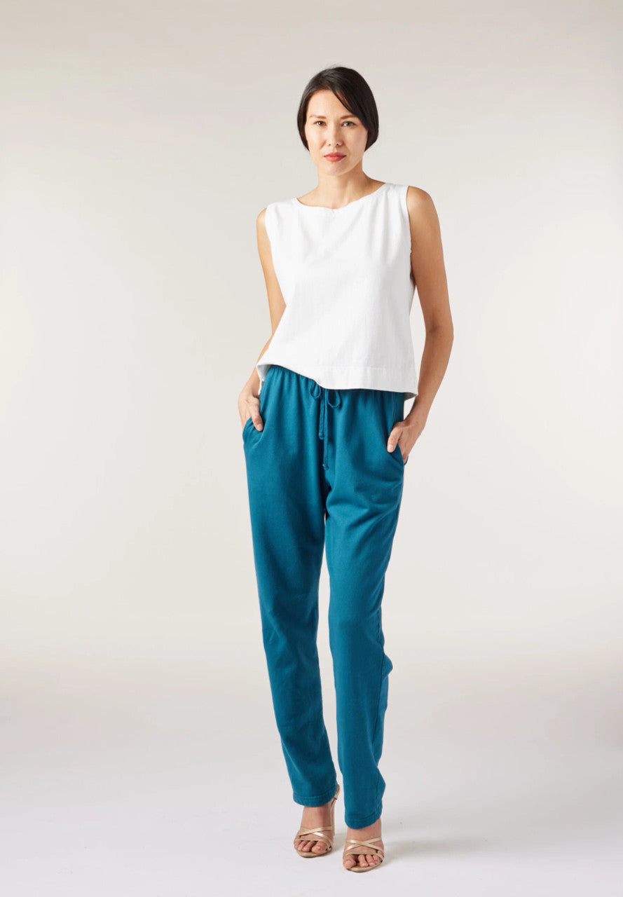 No-Cuff Bamboo-Cotton Sweatpants with Pockets